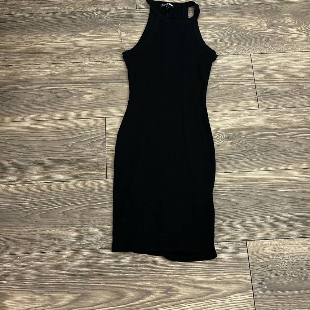 Fashion Nova Black Sleeveless Halter Bodycon Midi Dress